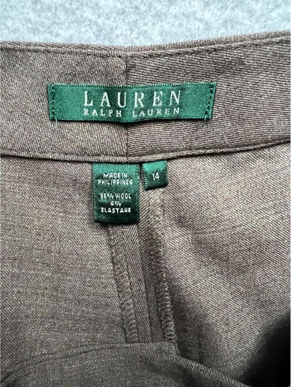 Lauren Ralph Lauren Wool Slacks Pants Womens 14 Office Casual Work Simple Brown - Picture 10 of 11